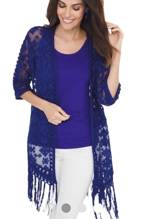 Chico's Jackets & Blazers - Chico's Royal Blue Lace Overlay Kimono